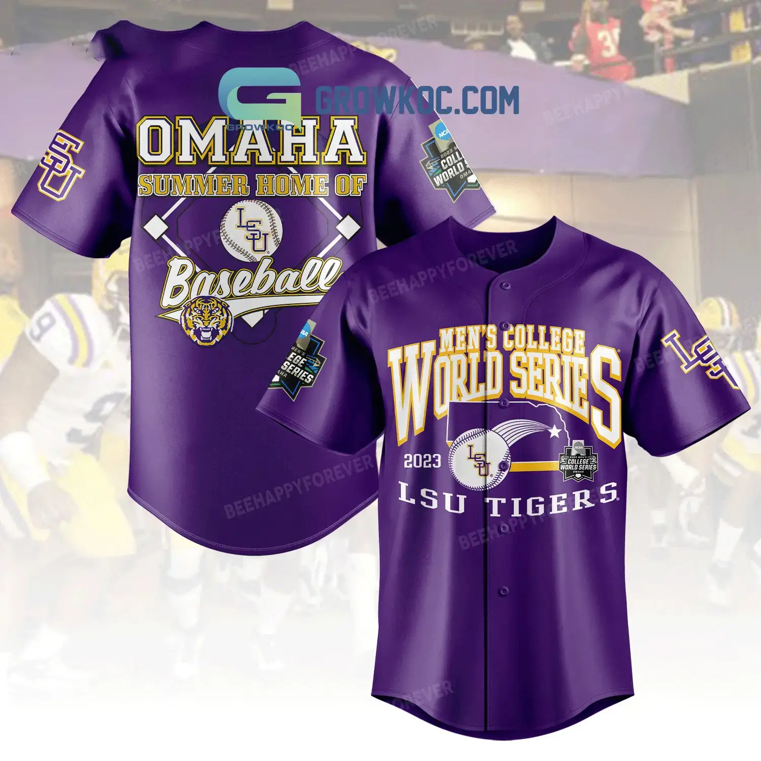 Men's College World Series 2023 LSU Tigers Omaha Summer Home Of Baseball Jersey Image