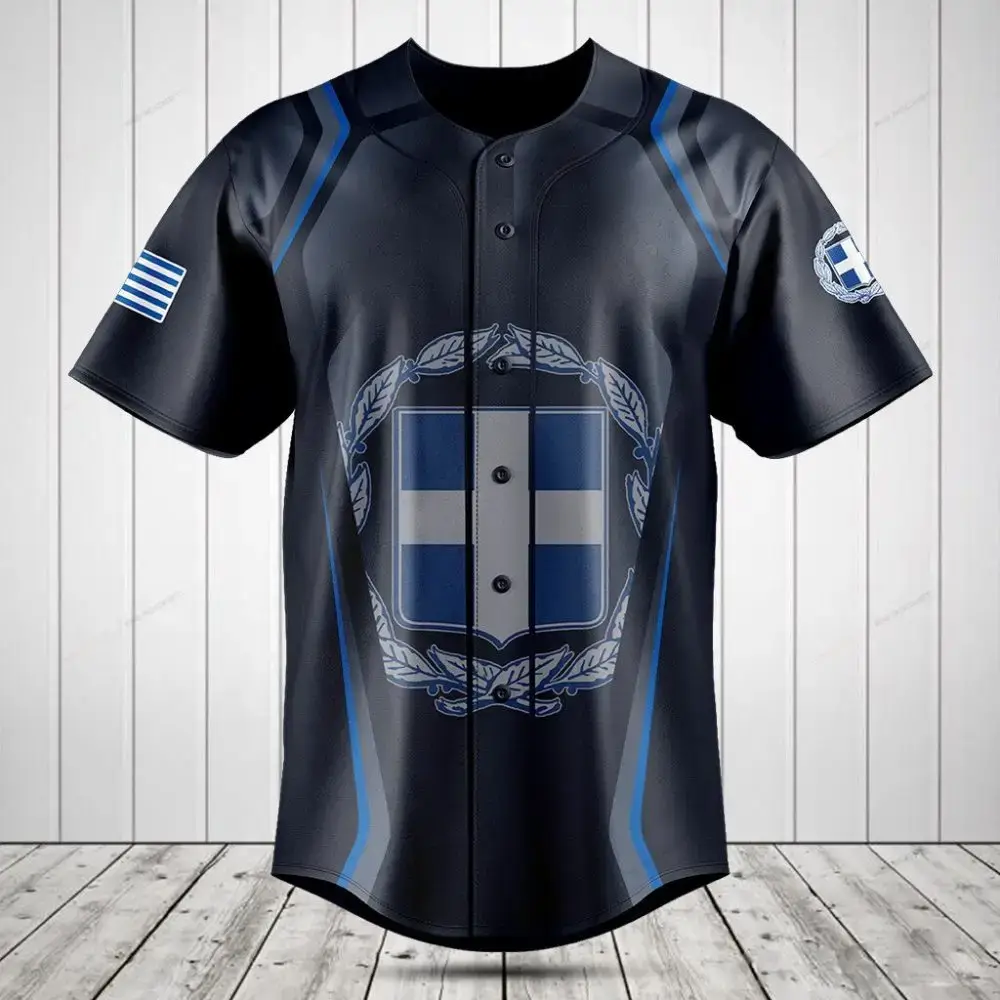 Men'S Greek Flag Baseball Jersey – Patriotic Design, Lightweight & Comfortable Sportswear Image