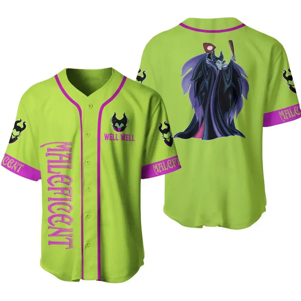 Men'S Maleficent Baseball Jersey - Green & Purple Villain Design, Perfect For Disney Fans! Image
