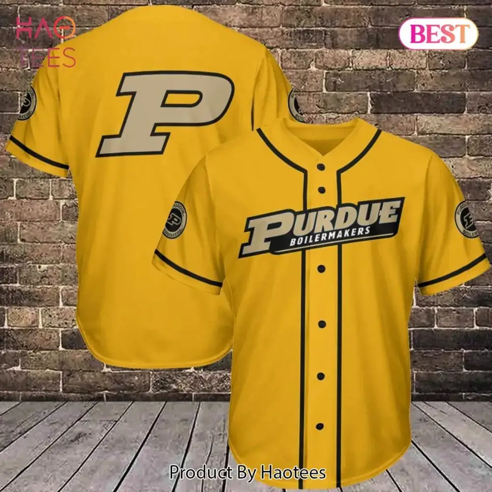Men'S Purdue Boilermakers Baseball Jersey – Premium Yellow Team Apparel For Fans Image