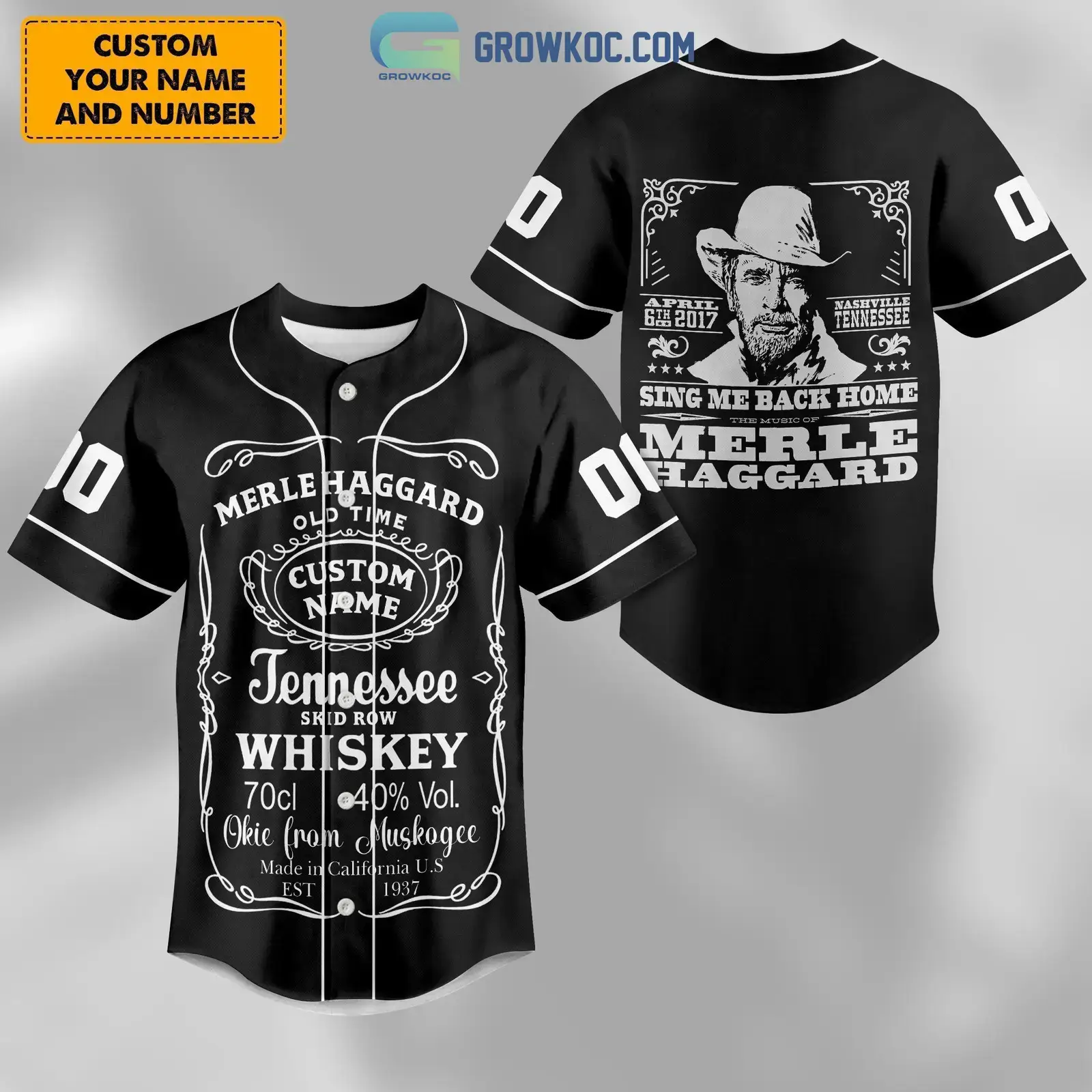 Merle Haggard Sing Me Back Home Personalized Baseball Jersey Image