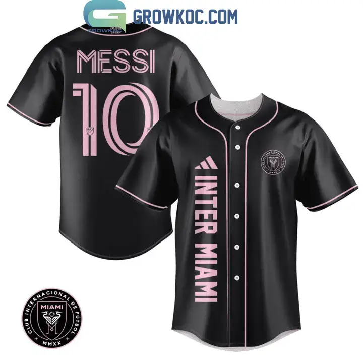Messi 10 Inter Miami FC Black Design Baseball Jersey Image