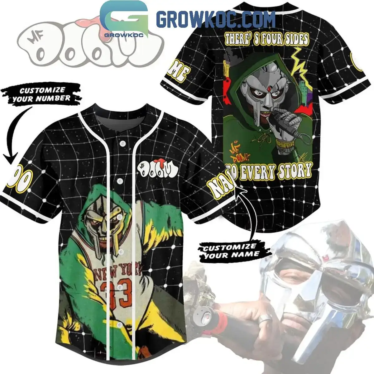 MF Doom There's Four Sides To Every Story Personalized Baseball Jersey Image