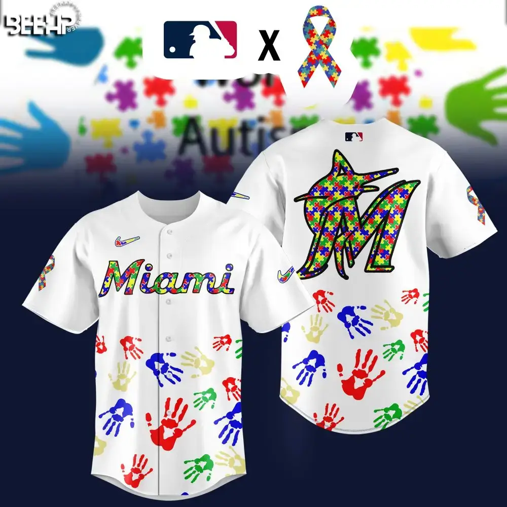 Miami Autism Awareness Baseball Jersey - Colorful Puzzle Design - Limited Edition! Image