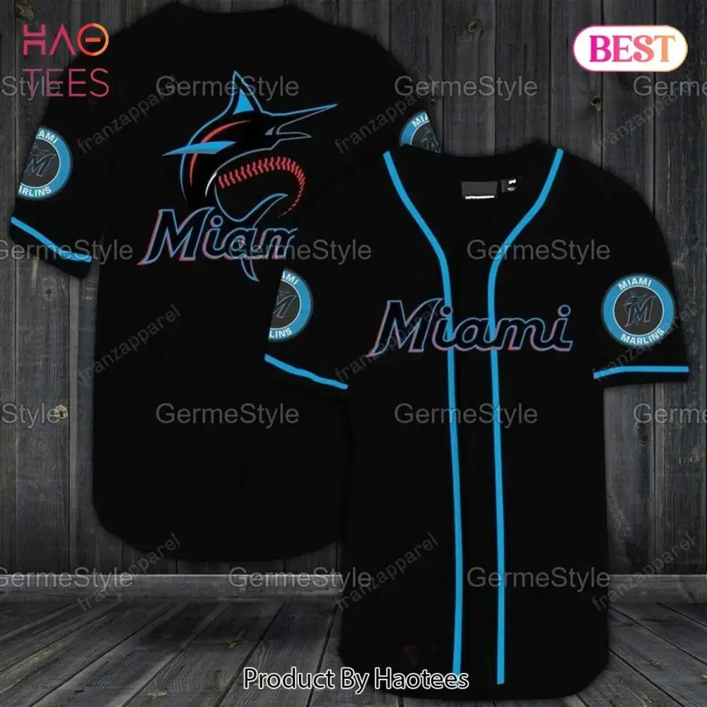 Miami Baseball Jersey - Stylish Black & Blue Team Apparel For Fans Image