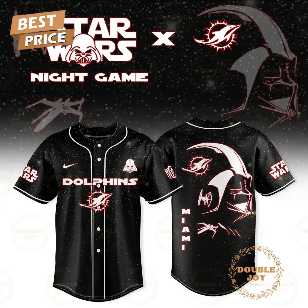 Miami Dolphins x Star Wars 2025 Night Game Baseball Jersey Image