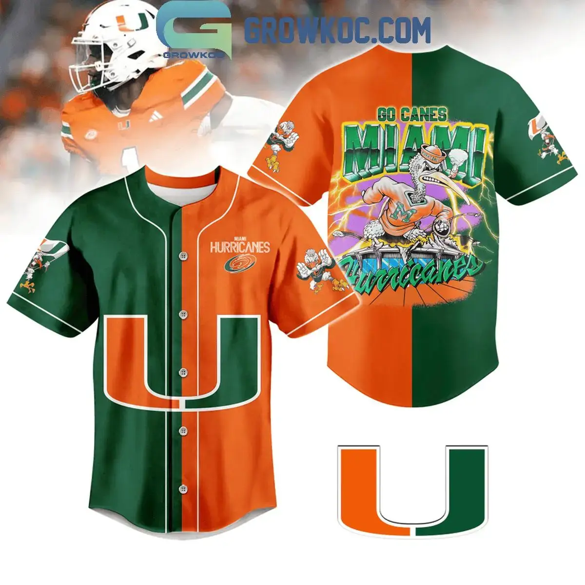 Miami Hurricanes Go Canes Halloween 2024 Personalized Baseball Jersey Image