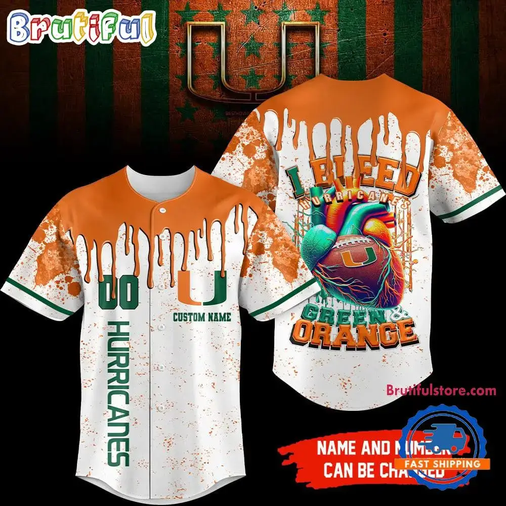 Miami Hurricanes NCAA I Bleed Baseball Jersey Image