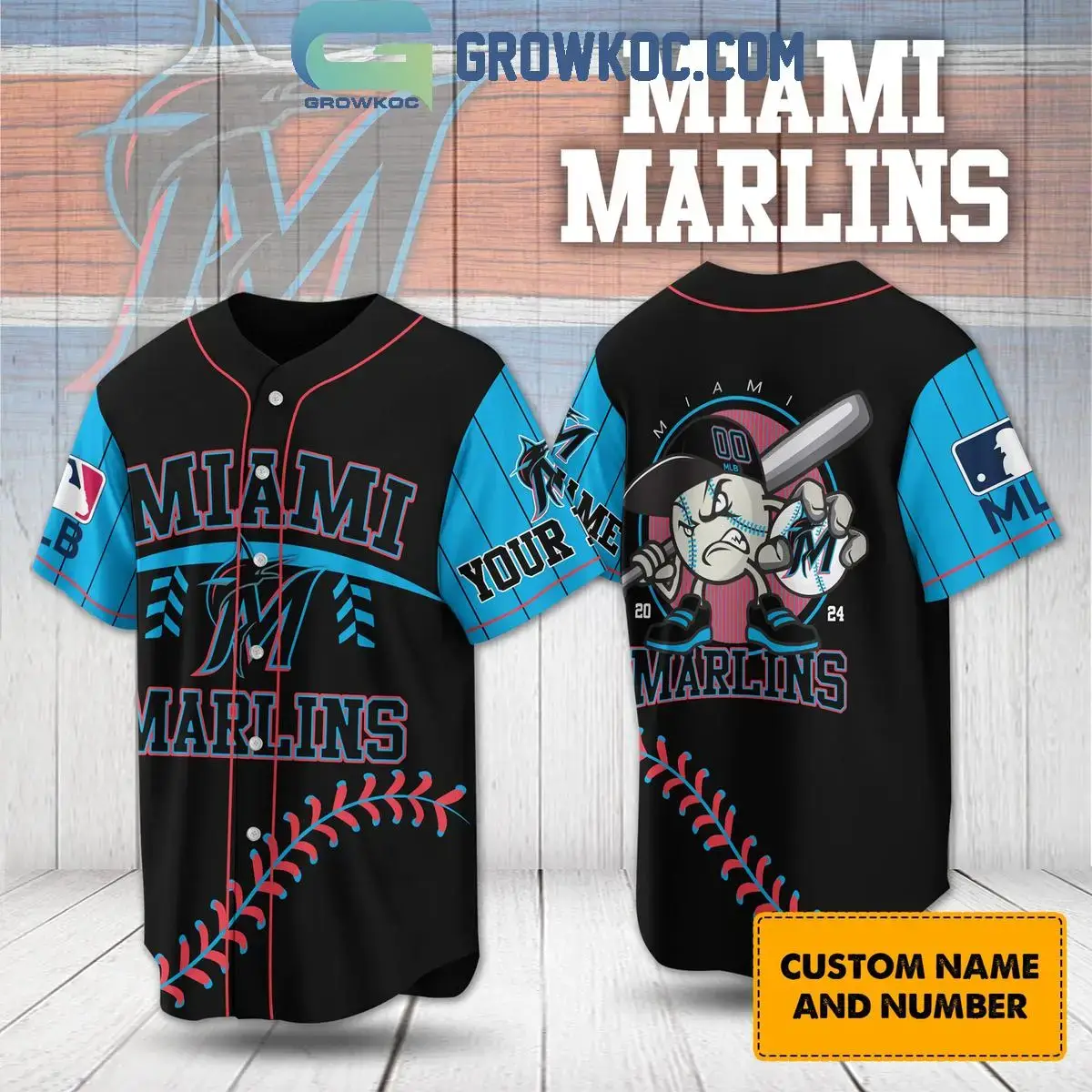 Miami Marlins 2024 Baseball Fan Love Personalized Baseball Jersey Image