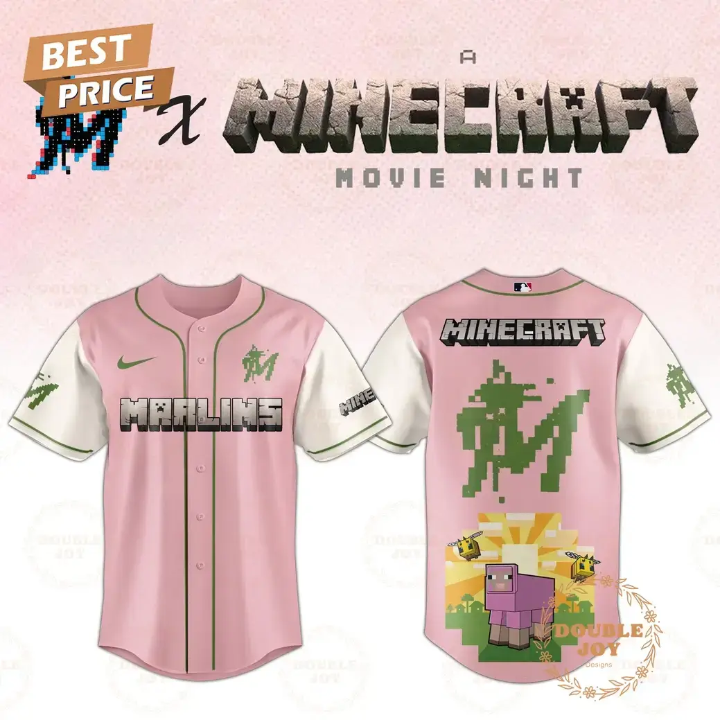 Miami Marlins 2025 A Minecraft Movie Night Special Edition Baseball Jersey Image