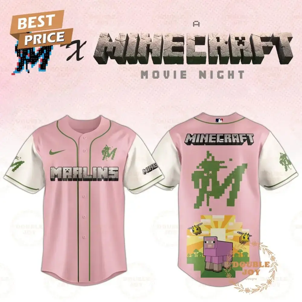 Miami Marlins 2025 A Minecraft Movie Night Special Edition Baseball Jersey Image