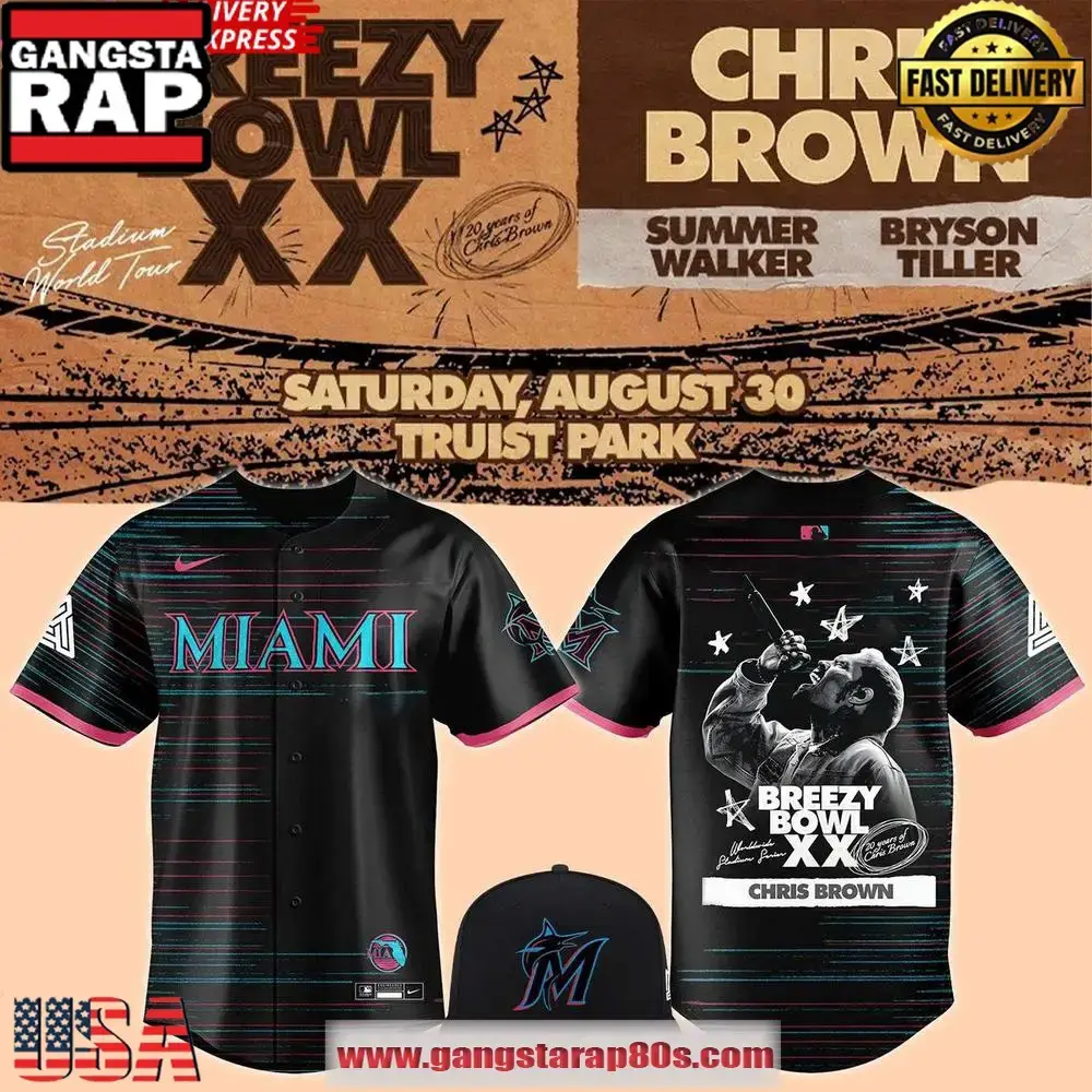 Miami Marlins 2025 BREEZY BOWL XX Concert Baseball Jersey Shirt Image