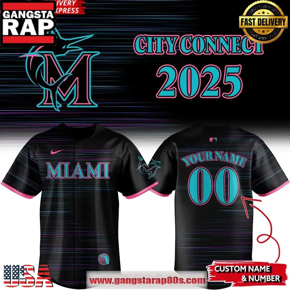 Miami Marlins 2025 City Connect Custom Baseball Jersey Shirt Image