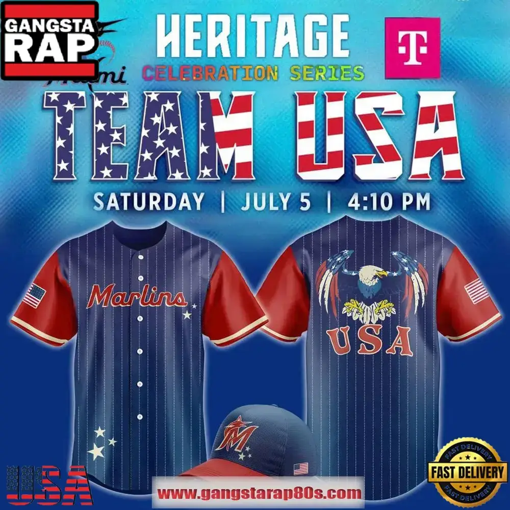 Miami Marlins Celebrate Team USA Night Limited Edition Baseball Jersey Shirt Image