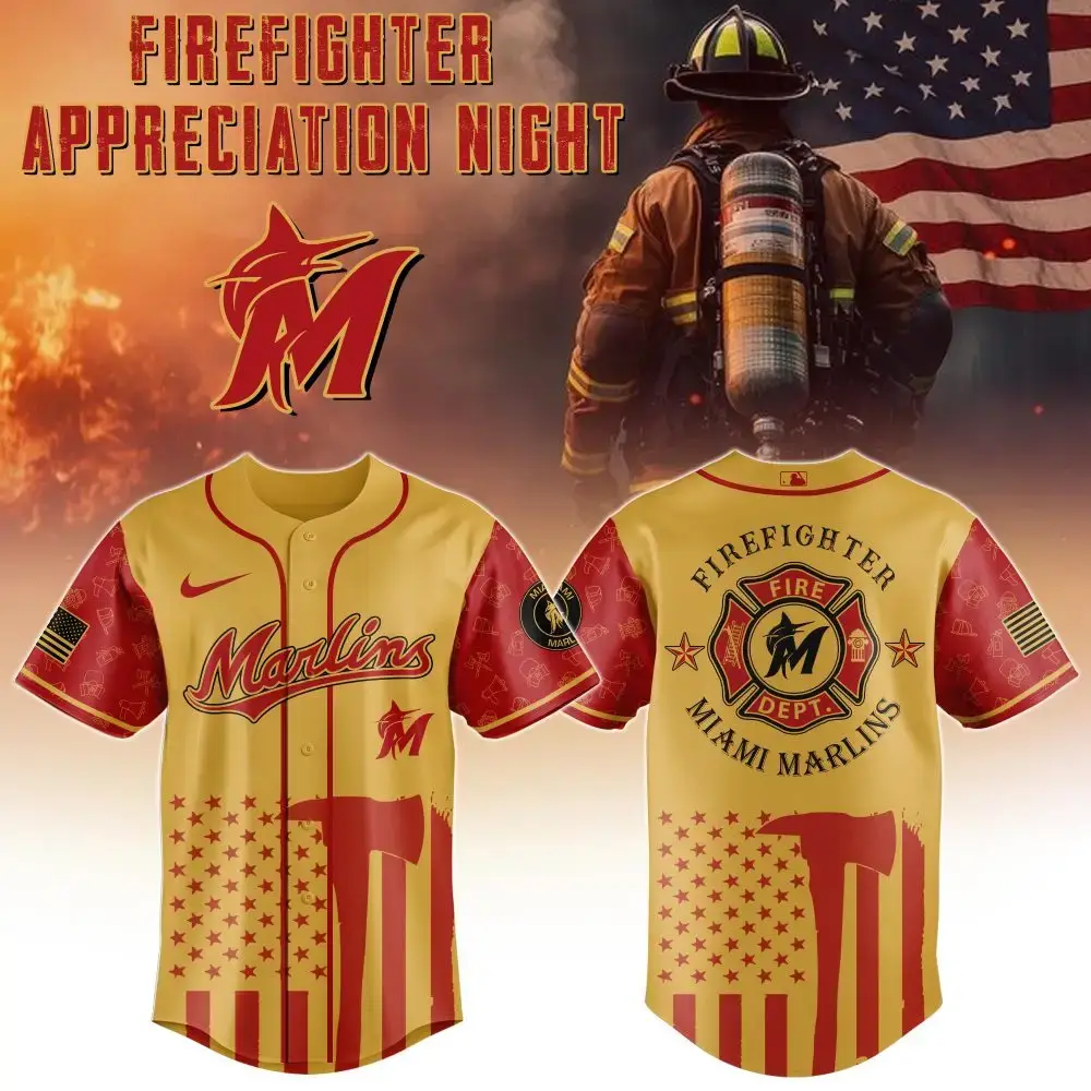 Miami Marlins Firefighter Appreciation Jersey - Honor Heroes With Style! Image