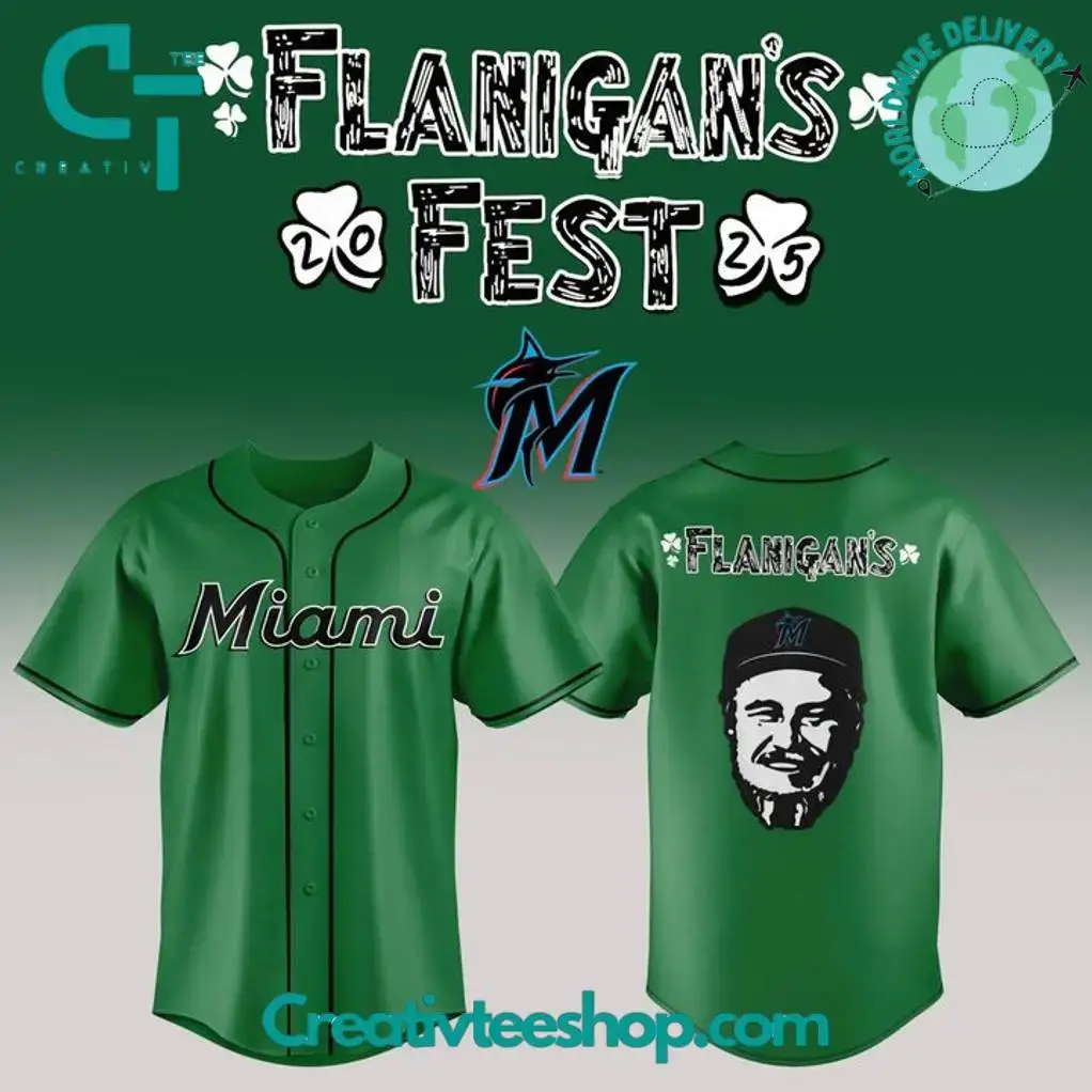 Miami Marlins Flanigans Fest 25 Special Green Jersey Image