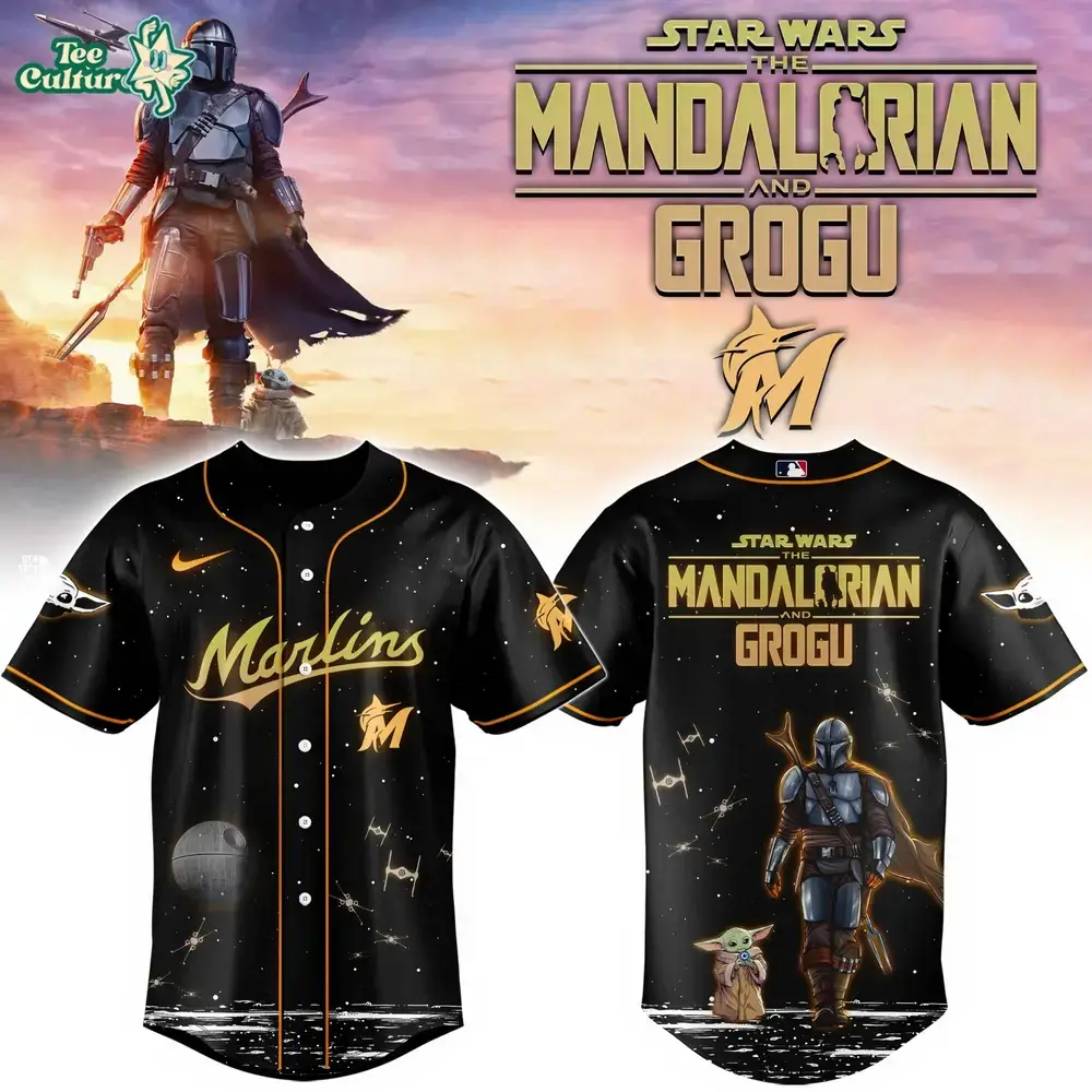 Miami Marlins Grogu & Mandalorian Special Edition Baseball Jersey Image