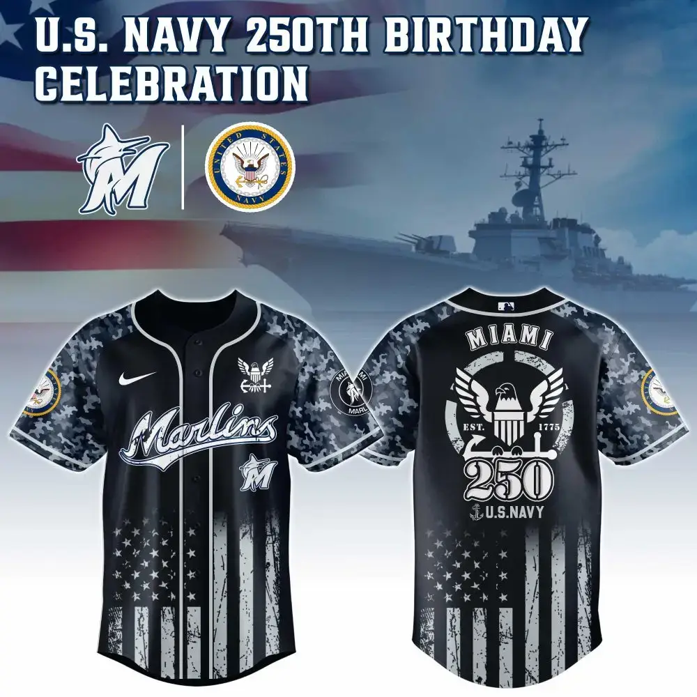 Miami Marlins Mlb X 250 U.S. Navy Custom Baseball Jersey Image