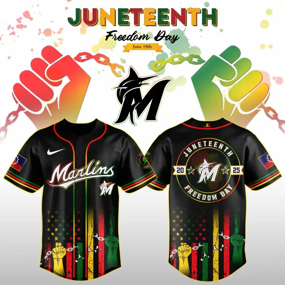 Miami Marlins Mlb X Juneteenth Day Custom Baseball Jersey Edition Custom Baseball Jersey Image