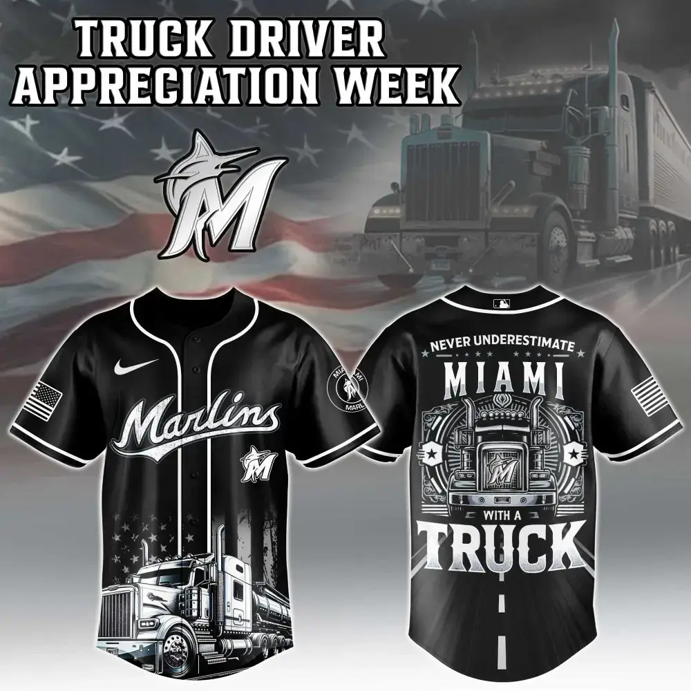 Miami Marlins Mlb X Nation Truck Driver Appreciation Week Limited Edition Custom Baseball Jersey Image