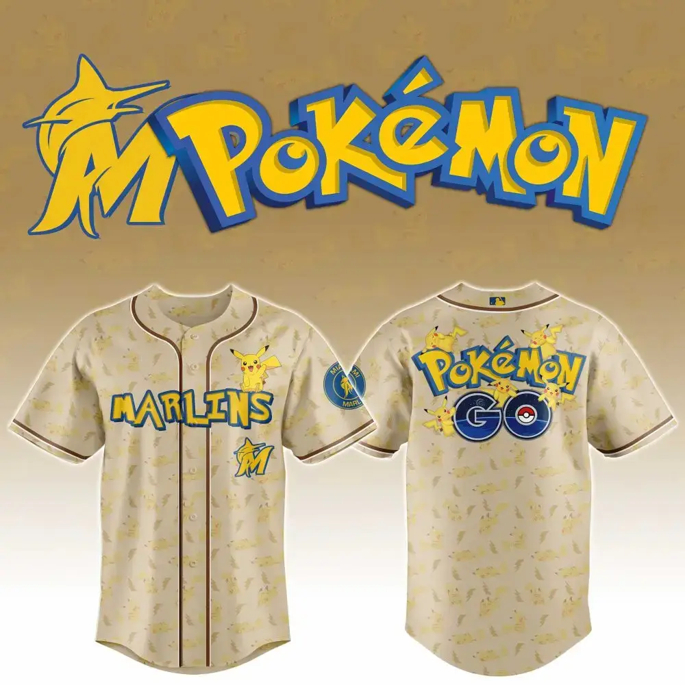 Miami Marlins Mlb X Pokemon Go Custom Baseball Jersey Image
