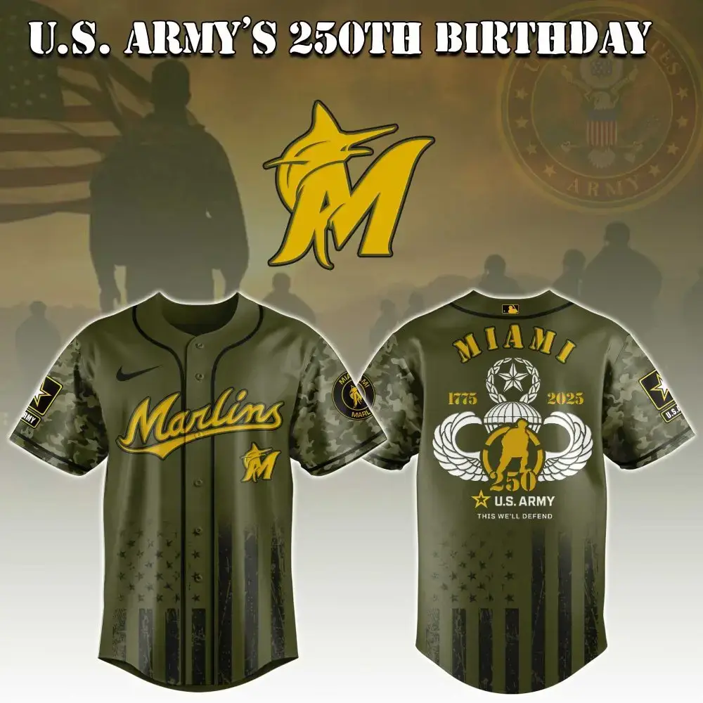 Miami Marlins Mlb X U.S. Army This We'Ll Defend Custom Baseball Jersey Image
