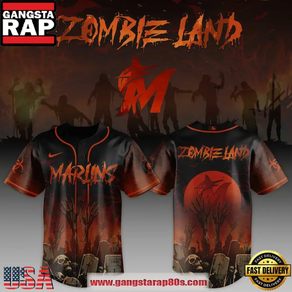 Miami Marlins MLB x Zombie Land Unique Design Baseball Jersey Image