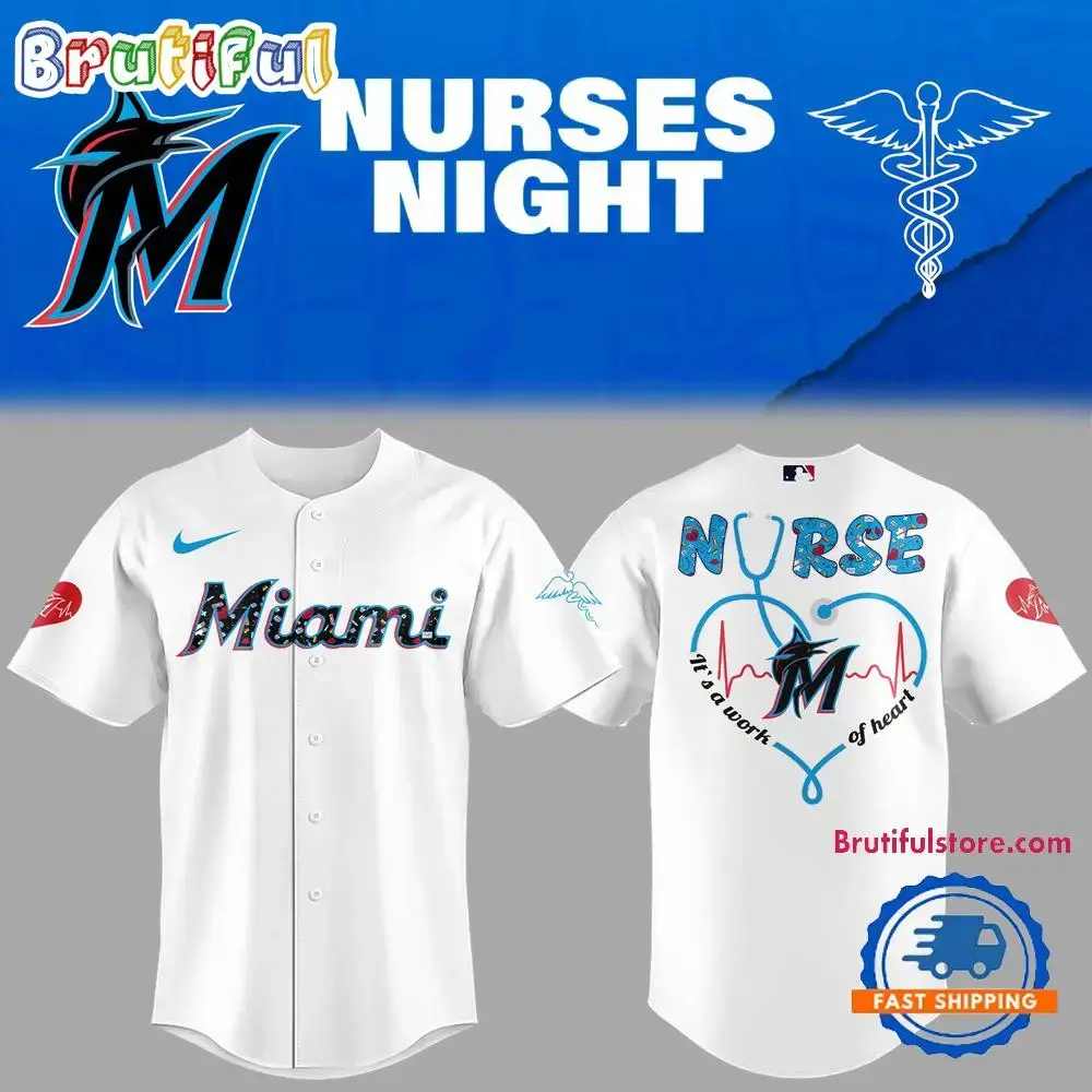 Miami Marlins NURSES NIGHT 2025 White Jersey Image
