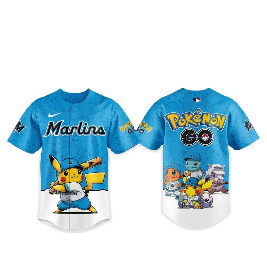 Miami Marlins Pokemon Go Night 2026 Game Baseball Jersey Image