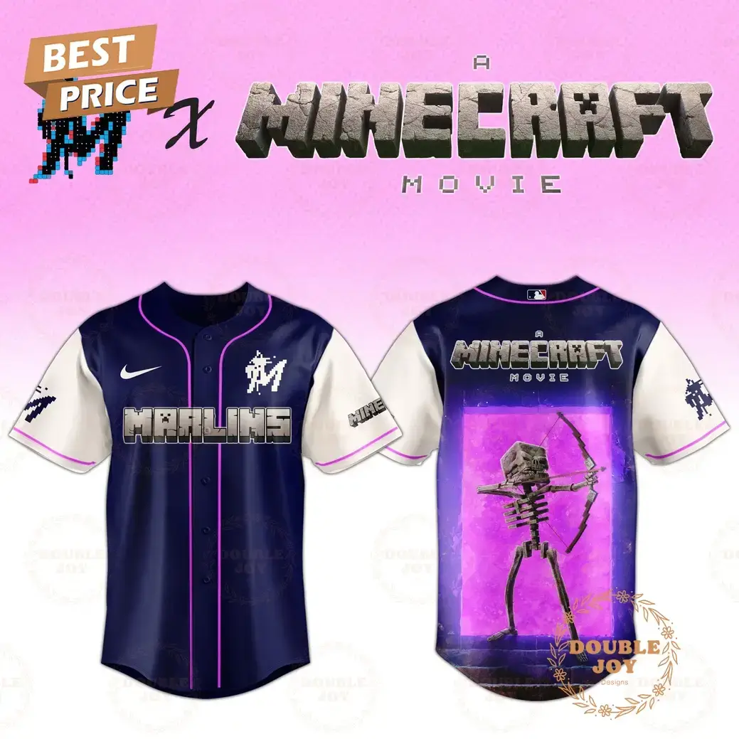Miami Marlins Skeleton A Minecraft Movie 2025 Special Edition Baseball Jersey Image
