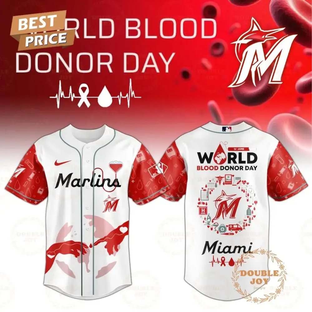 Miami Marlins World Blood Donor Day 2025 Special Edition Baseball Jersey Image