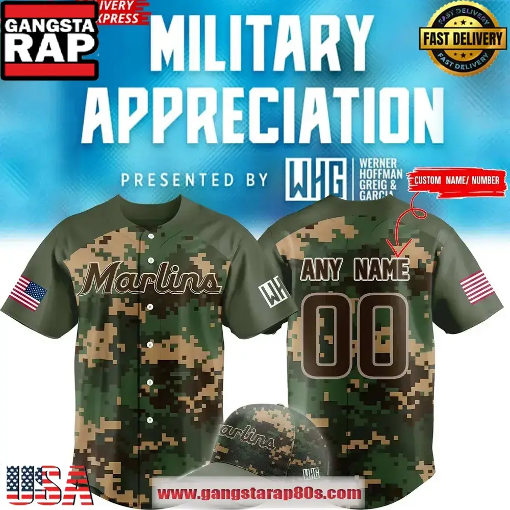 Miami Marlins x 2025 Military Appreciation Night Custom Baseball Jersey Shirt Image