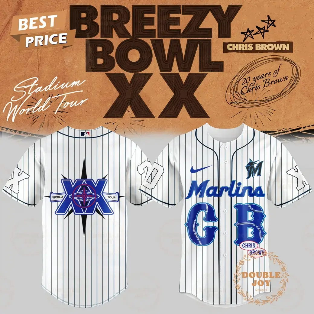 Miami Marlins x Chris Brown Breezy Bowl XX White Baseball Jersey Image