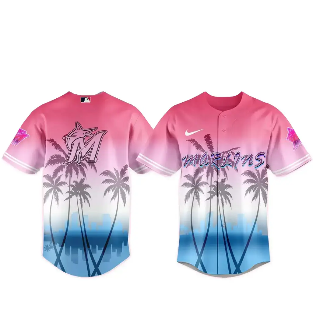 Miami Marlins x Grand Theft Auto VI 2026 Summer Vibes Baseball Jersey Image