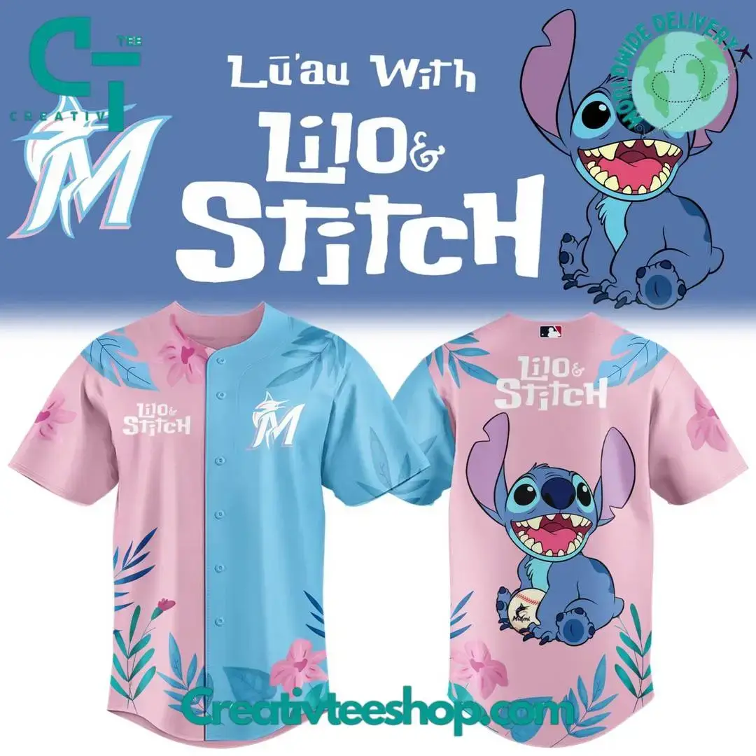 Miami Marlins X Lilo & Stitch Night Special Baseball Jersey Image
