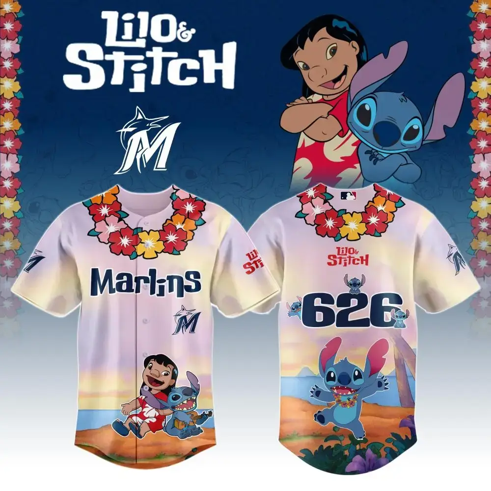 Miami Marlins X Lilo & Stitch Special Edition Custom Baseball Jersey Image