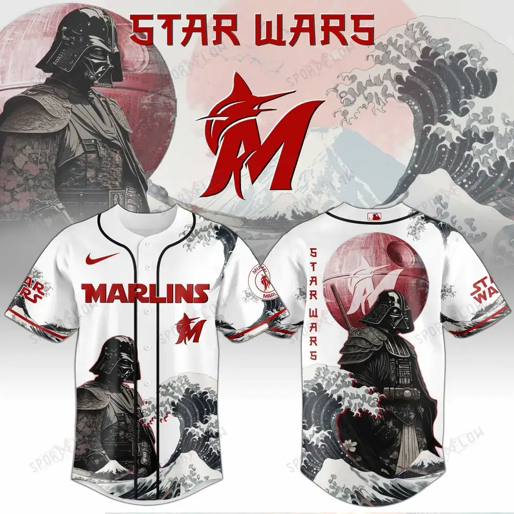 Miami Marlins X Star Wars Darth Vader Japanese Aesthetic Baseball Jersey Image