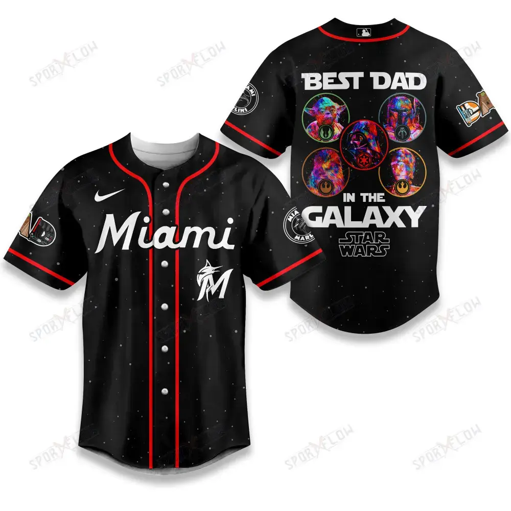 Miami Marlins X Star Wars The Chosen Dad Father'S Day Baseball Jersey Image