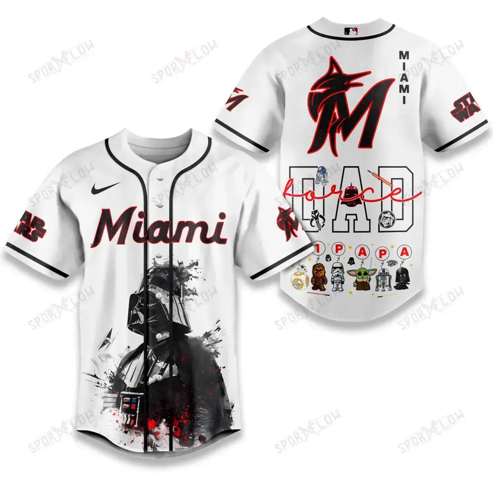 Miami Marlins X Star Wars The Force Dad Father'S Day Baseball Jersey Image