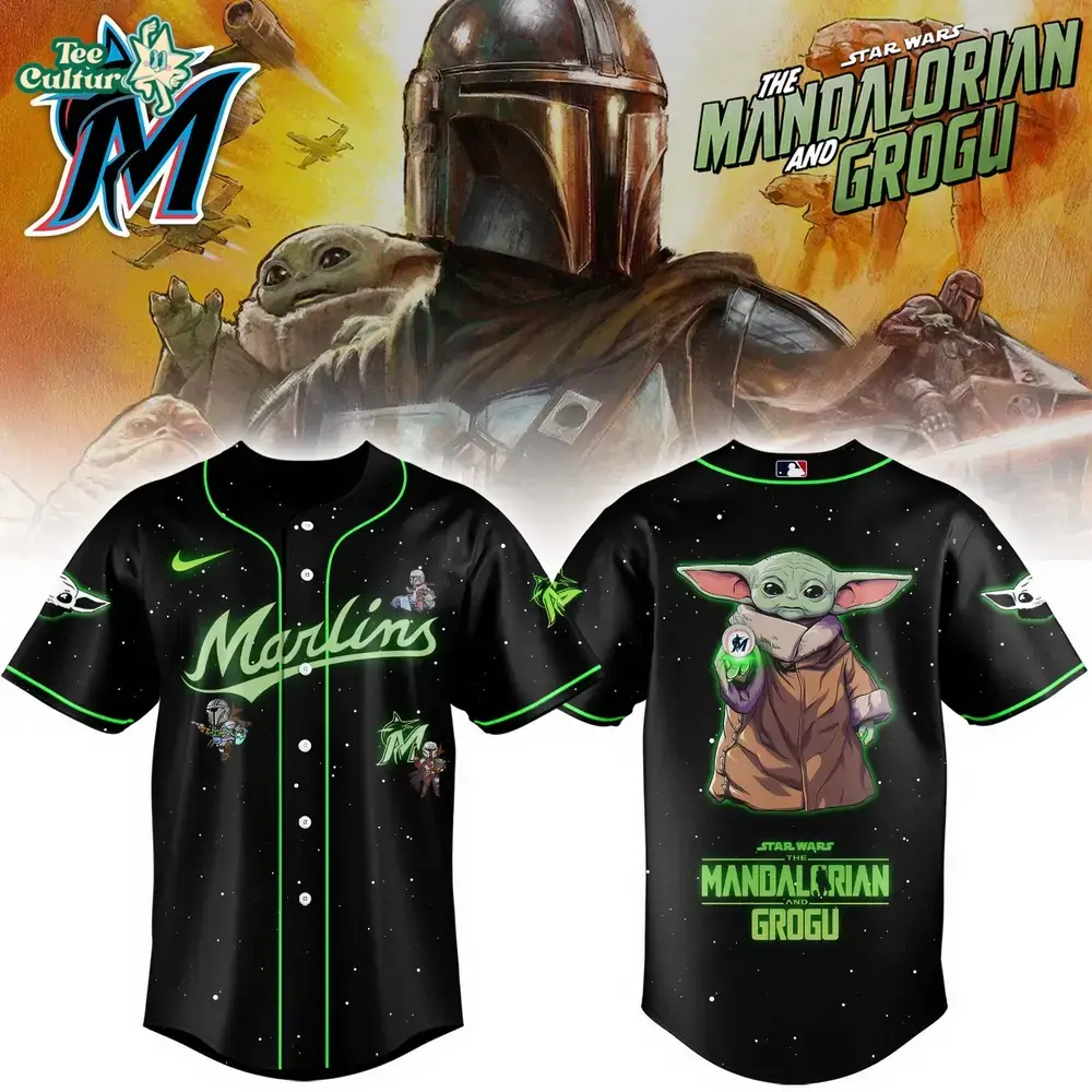 Miami Marlins x The Mandalorian & Grogu Collectible Baseball Jersey Image