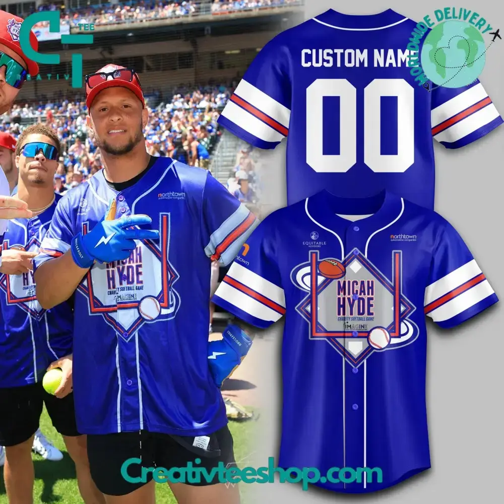 Micah Hyde Charity Softball 2024 Blue Baseball Jersey Image