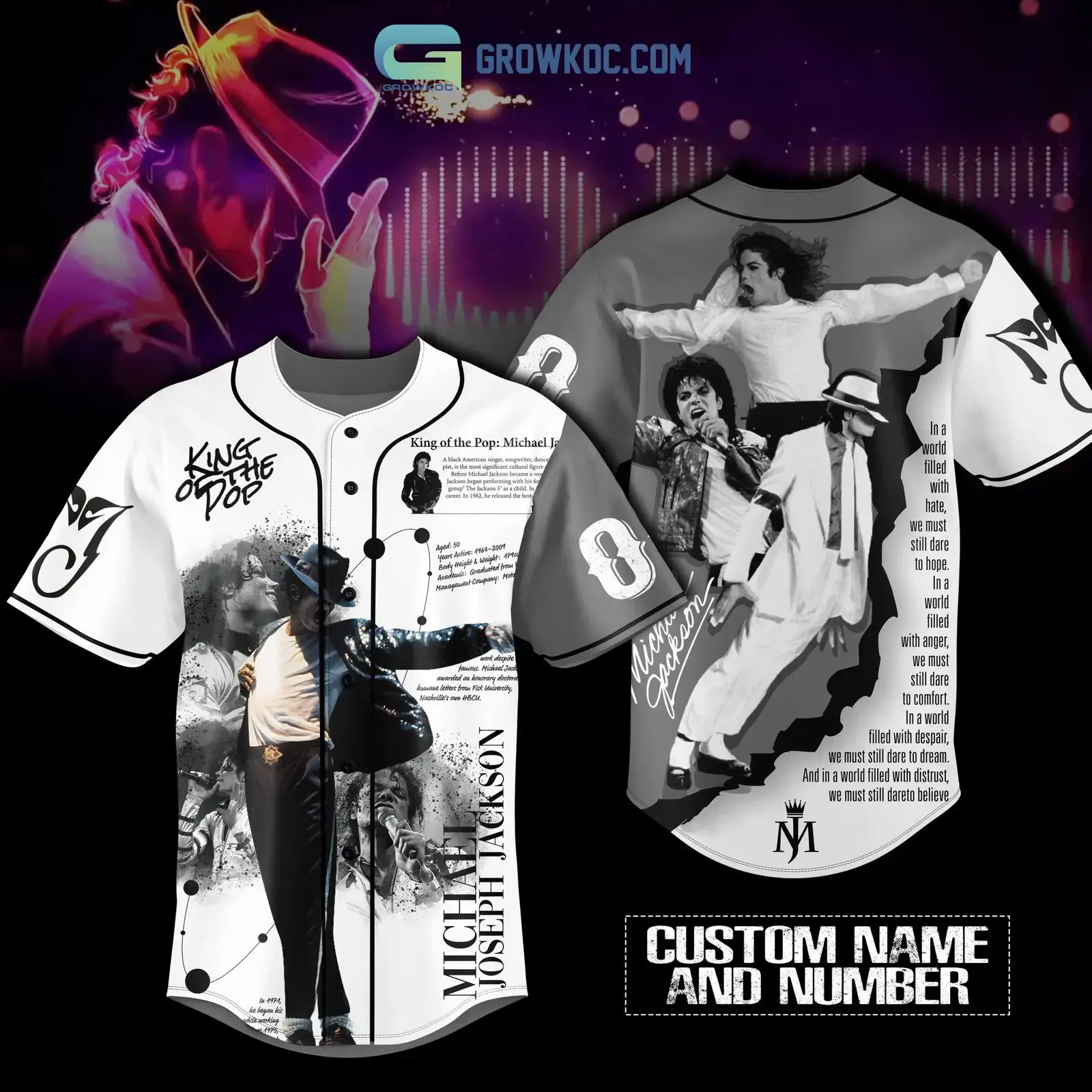 Michael Jackson King Of The Pop Personalized Baseball Jersey Image