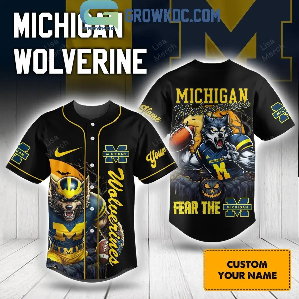 Michigan Wolverines Fear The M Halloween Victory Personalized Baseball Jersey Image