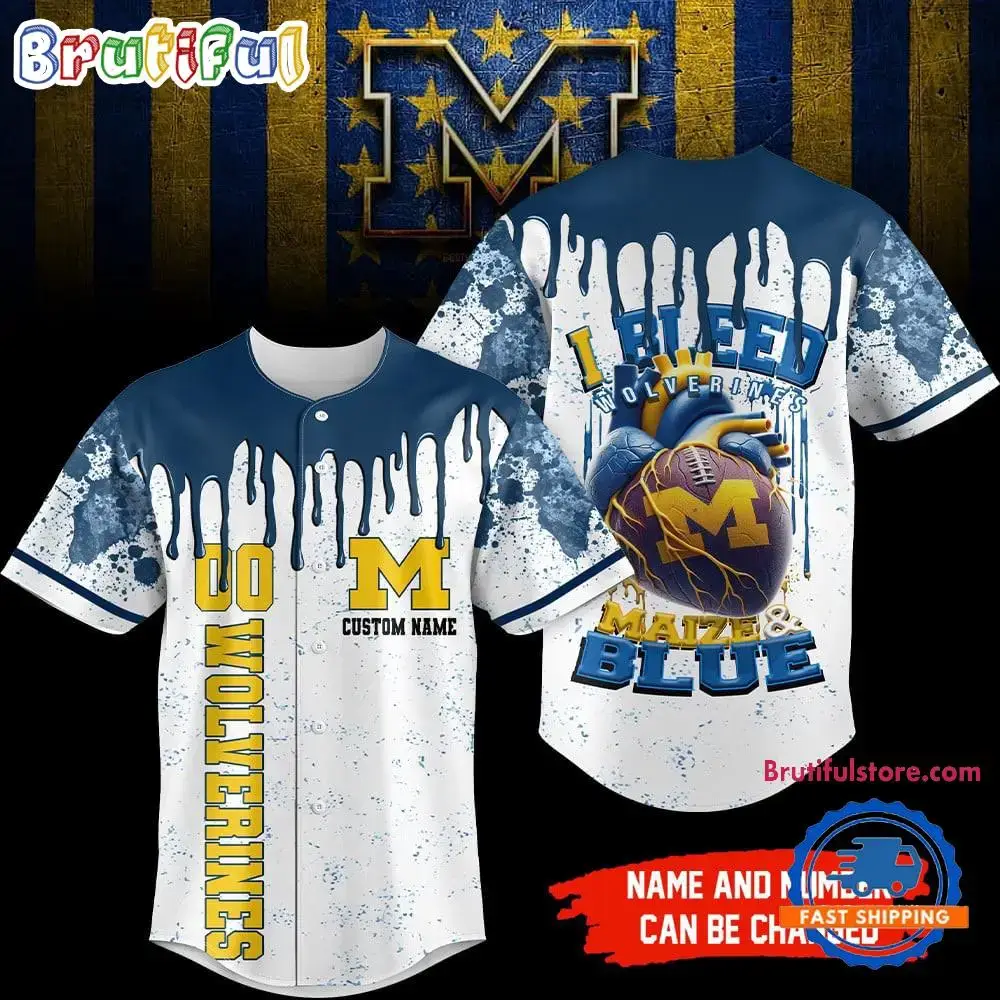 Michigan Wolverines NCAA I Bleed Baseball Jersey Image
