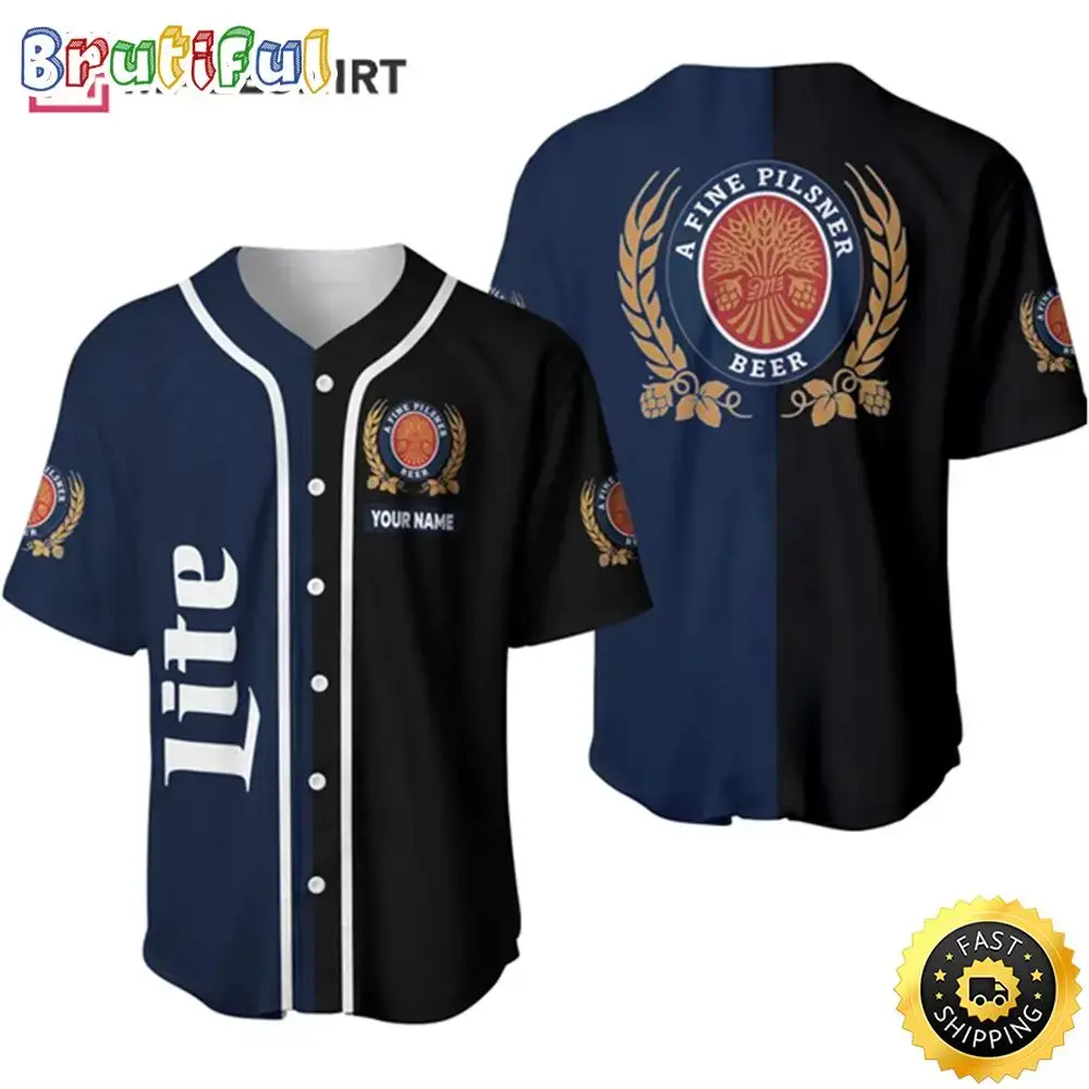 Miller Life Beer Custome Name Baseball Jersey Image