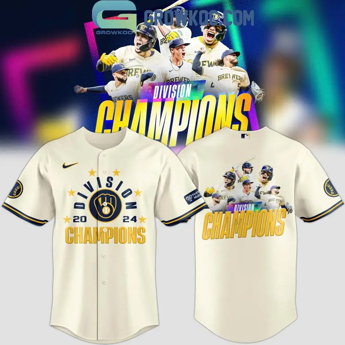 Milwaukee Brewers 2024 National League Central Division Champions Baseball Jersey Image