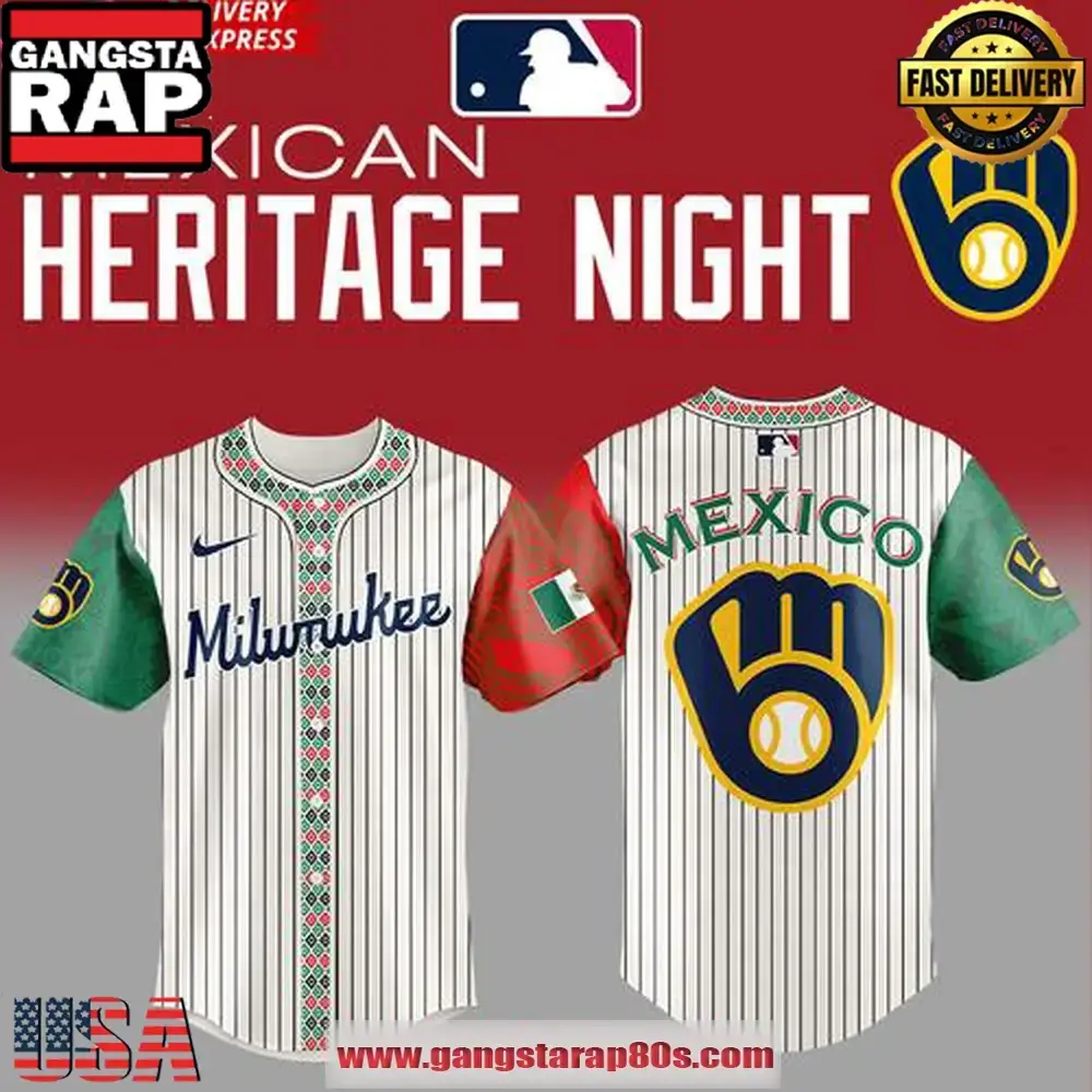 Milwaukee Brewers 2025 Mexican Heritage Night Striped Special Bassenan Baseball Jersey Shirt Image