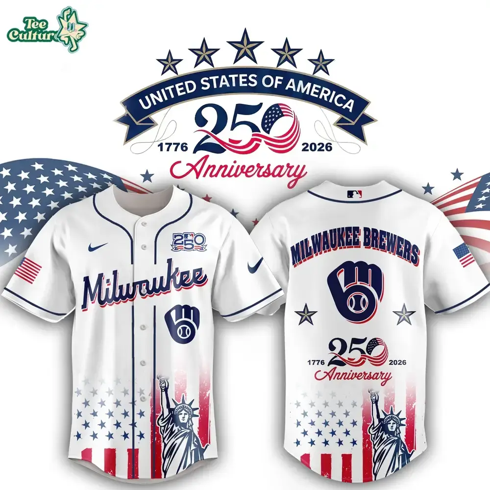 Milwaukee Brewers 250th Anniversary United States Semiquincentennial Fan Jersey Image