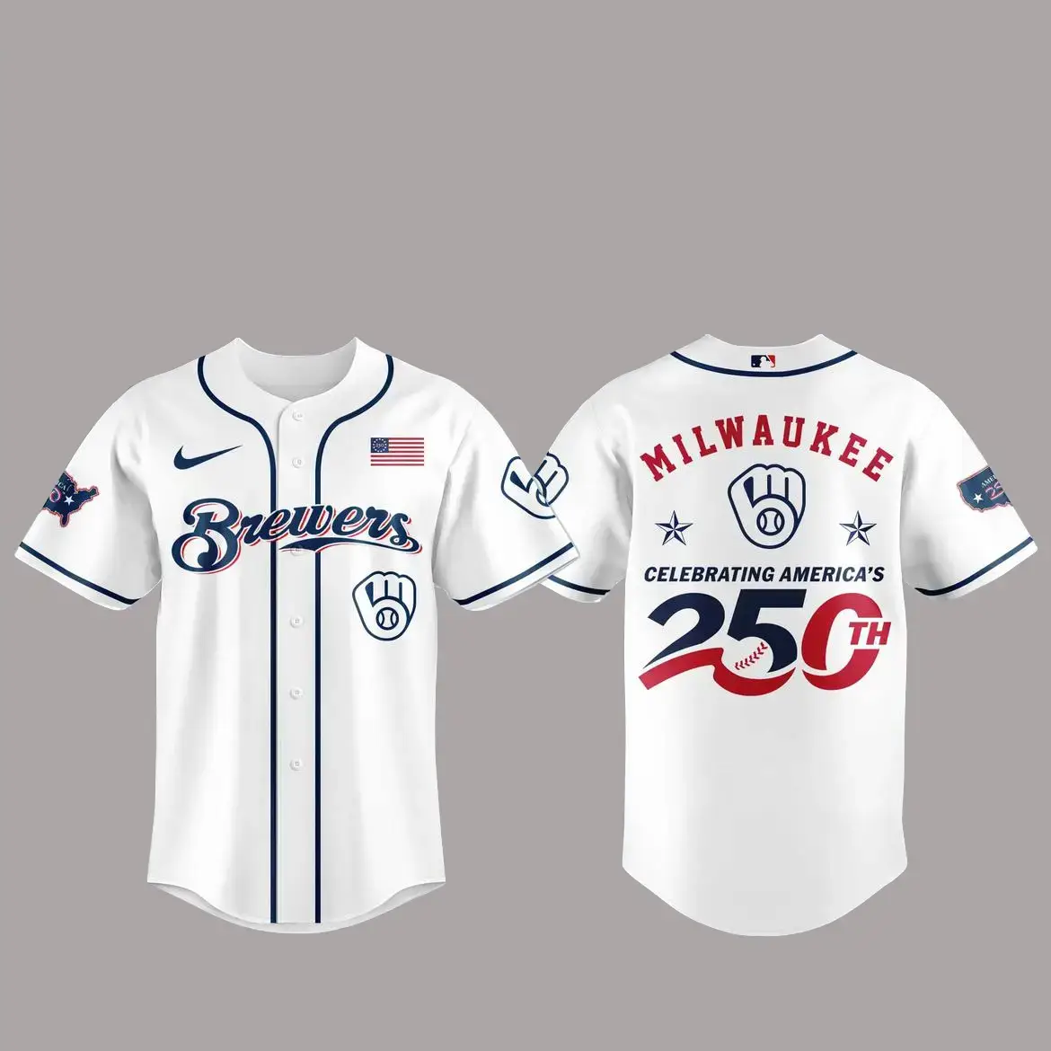 Milwaukee Brewers America 250th Anniversary Of USA 2026 Baseball Jersey Image