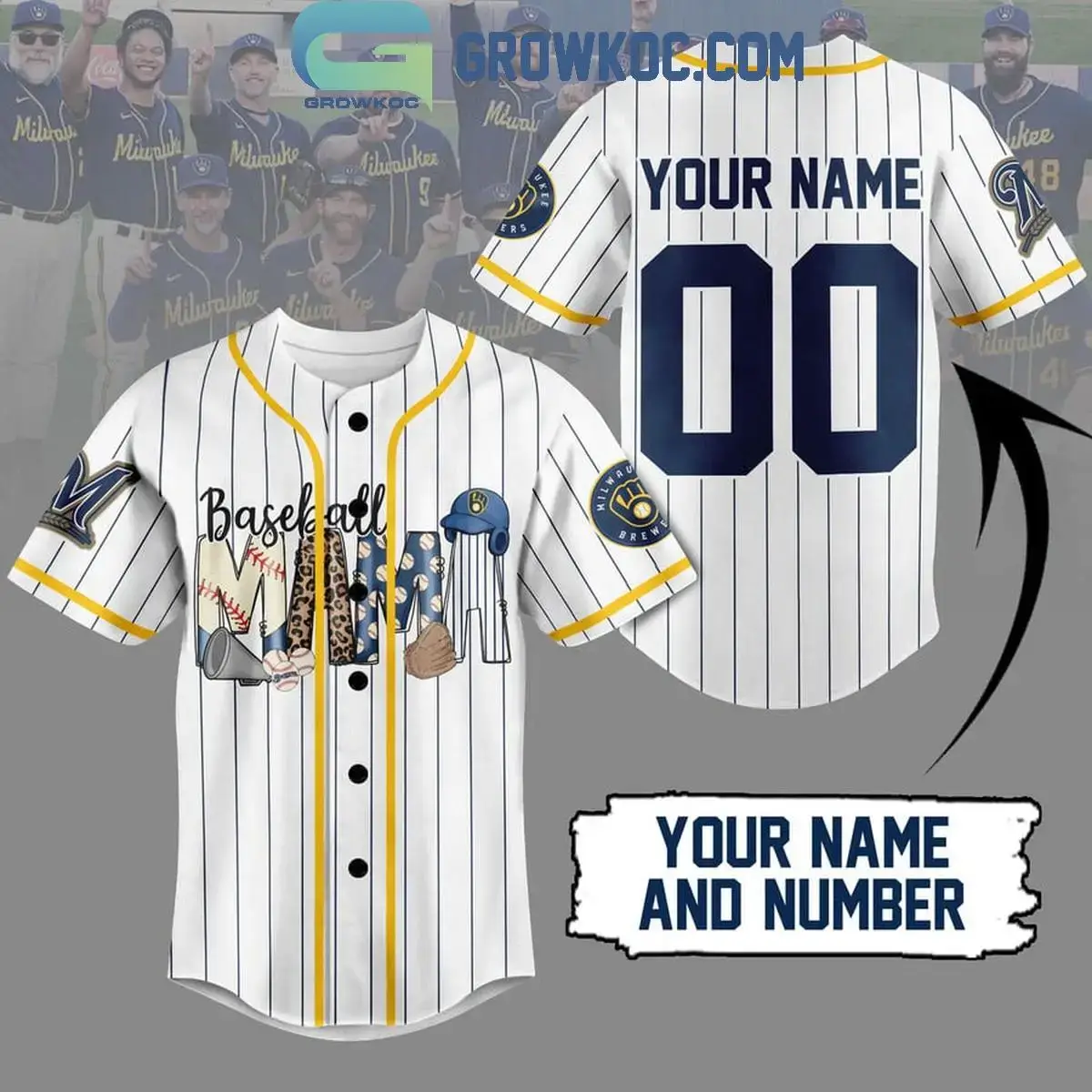 Milwaukee Brewers Baseball Mama Personalized Baseball Jersey Image